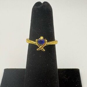 Gold and Blue Gemstone Women's Ring